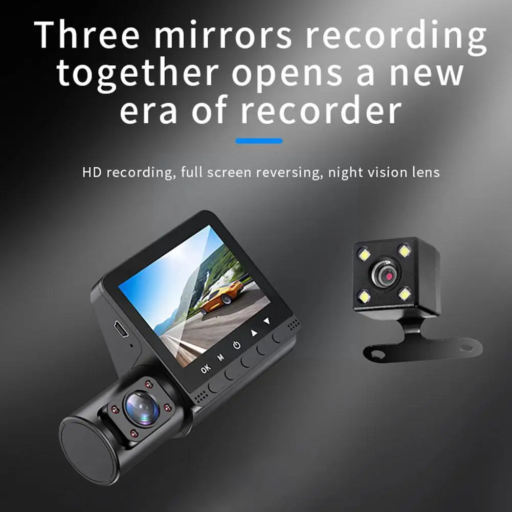 1080P шофиране записващо устройство 3-Обективен Автомобилен Видеорекордер за Наблюдение на Паркинг Видео Видео Канал Cam 3 Записващо устройство U2Q5 5