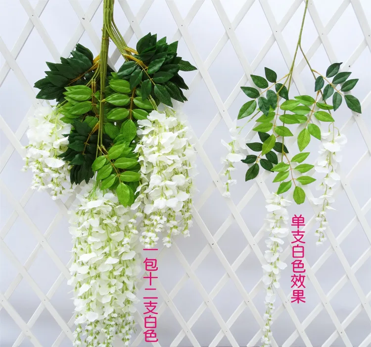 Лоза Изкуствени Цветя глициния моделиране ратан цвете bracketplant ред завод Домашно монтиране на украса за сватба 5