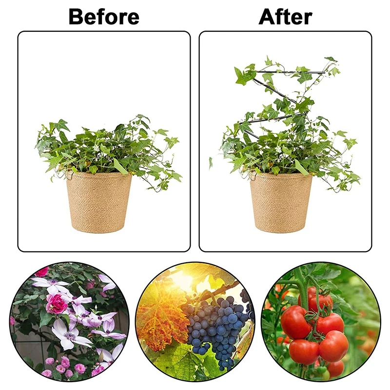 2 БР. Градинска решетка-Устойчива на ръжда Метална поддържаща линия за лозови растения, подходяща за градински увивни стъбла и увивни растения в саксии 5