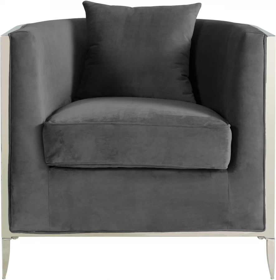Изискан Монофонични velvet единична стол за дневна с акцент, стол за дивана Chesterfield, дневна мебели за лобито на хотела 5