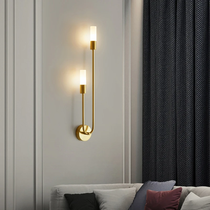 Модерна led самоличността на мед, с монтиран на стената лампа, спалня нощни лампа хол фон коридор златен монтиран на стената лампа за вътрешно осветление 5