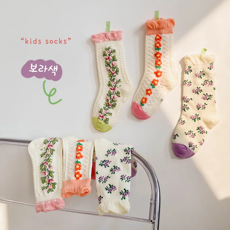 MIanS, 3 чифта Пролетни най-Новите Чорапи за момичета, Детски Памучни Чорапи с Шарени свежи Цветове За Малките Деца, Чорапи За Бебета 5