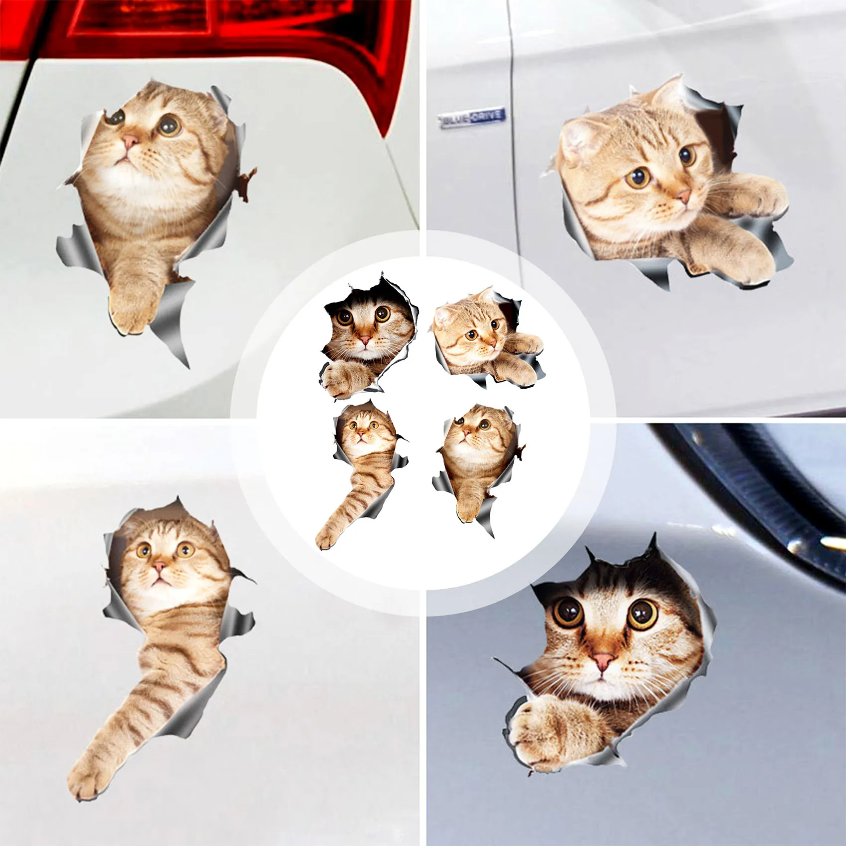 (4 бр.) 3D Стикер с изображение на Котка / Стикер за windows, камион, кола, лаптоп или iPad 5