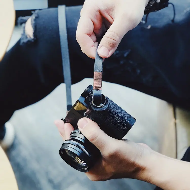 Високо Качество На Ретро Стил На Два Слоя От Конска Кожа Естествена Кожа Място През Шийката На Прашка За Leica Fujifilm Sony 5