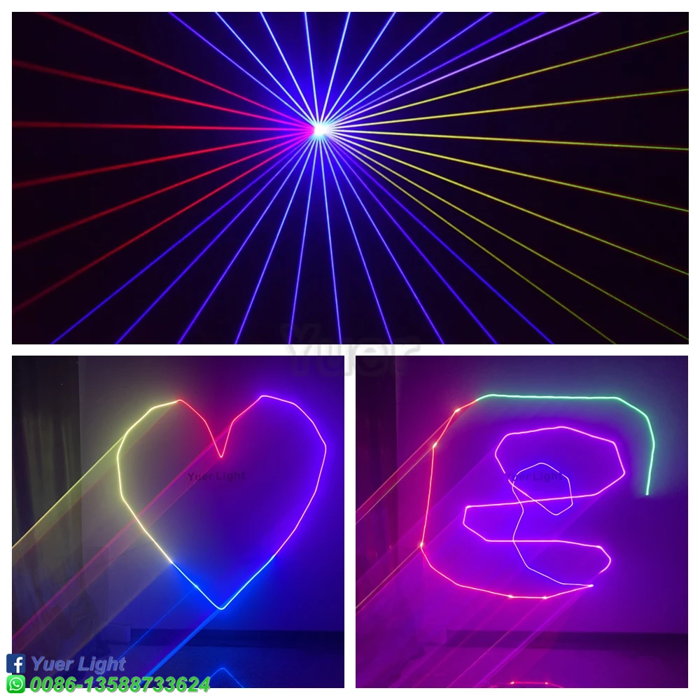 2000 Mw RGB Лазерен Лъч Линеен Скенер Проектор DJ Диско С Лек Ефект на Денс Парти Сватбата е Празник на Бар Клуб DMX Светлини 5