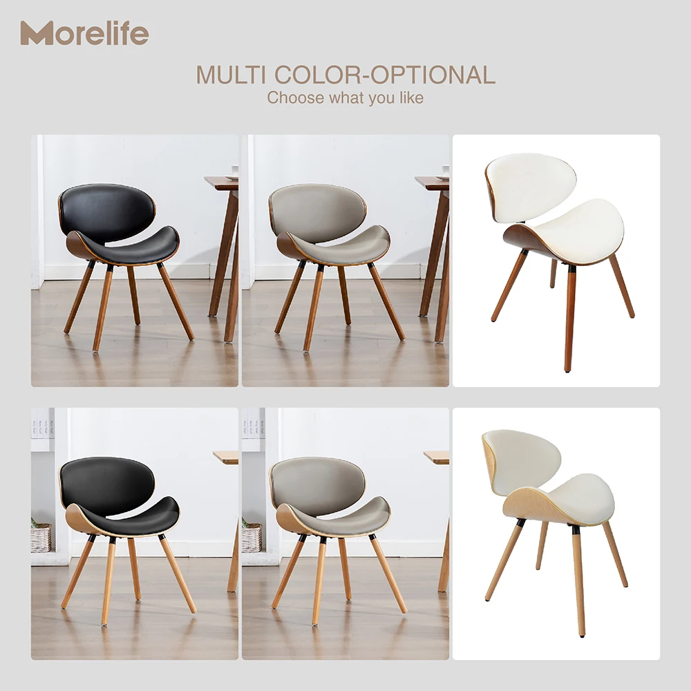 Европейският модерен прост луксозен стол с облегалка, малко семейство във формата на бръмбар, компактен практичен кът за стол от масивна дървесина и кожа 5