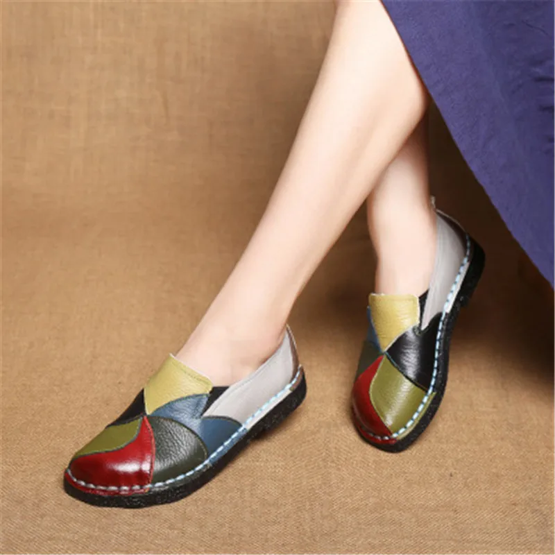MVVJKE/Дамски обувки Ръчна изработка, лоферы от естествена кожа в различни цветове, Меки и Удобни дамски мокасини на равна подметка, без закопчалка, обувки за шофиране 5