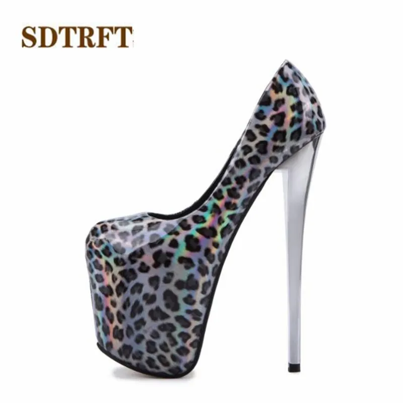 SDTRFT/Обувки-лодка с кръгло бомбе, дамски обувки на платформа и тънките токчета 20 см, zapatos mujer, сексуална crossdressers, обувки на висок ток от лачена кожа, големи размери: 34-50 5
