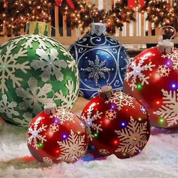 60 см Коледни Топки за Украса За Коледната Елха Коледен Подарък за Коледа Коледна Украса За Дома На Открито PVC Надуваеми Играчки