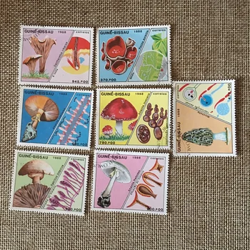 7 бр./компл. Пощенски марки Гвинея-Бисау 1988 Гъби Използвал Пощенски Марки с Маркировка за Събиране на