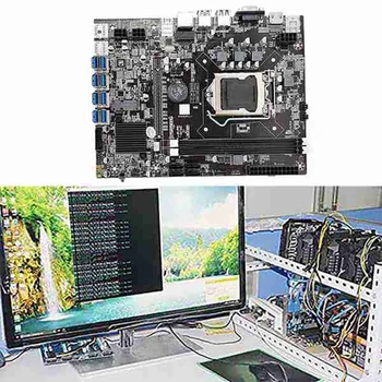 8 GPU B75 дънна Платка за майнинга с процесор + 4G DDR3 RAM + SSD 120G + кабел ключа + кабел SATA 8 USB3.0 (PCIE1X) LGA1155 DDR3, SATA3.0 4
