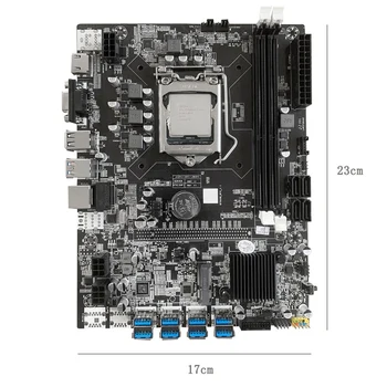 8 GPU B75 дънна Платка за майнинга с процесор + 4G DDR3 RAM + SSD 120G + кабел ключа + кабел SATA 8 USB3.0 (PCIE1X) LGA1155 DDR3, SATA3.0 5
