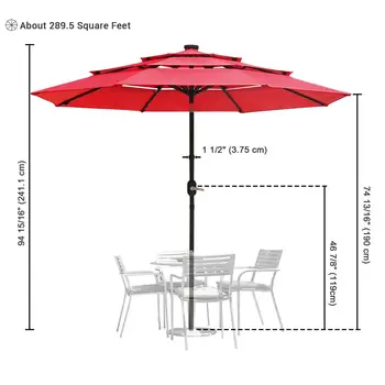 9 фута 3 нива, чадър за двор е оборудван с 24 led крушки на ребрата енергоспестяващо червен цвят 2