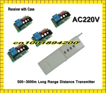 AC220V Система за Превключване на дистанционното Управление на големи разстояния 500-3000 м Предавател + 10A Приемник, модул за Обучение Код за Миг Премина с Капаче