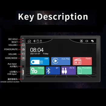 Android 10,1 Авто Радио CarPlay Видео Мултимедиен Плейър 2 Din 7 