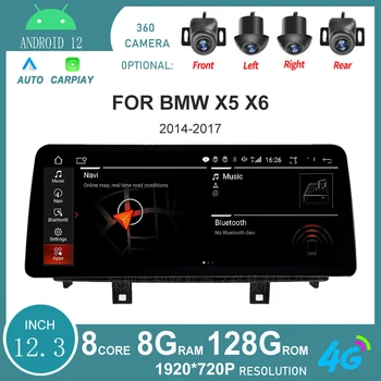Android 12 Сензорен екран Кола Carplay Монитор, Мултимедиен Плейър За BMW X5 X6 Оригиналната Система NBT, 12,3 