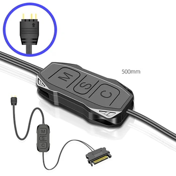 ARGB Контролер Подобрена Съвместимост По Ширината на линията е 3 Pin SATA Pin Корпуса на Захранването Вентилатор Черен Мини RGB Контролер