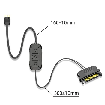 ARGB Контролер Подобрена Съвместимост По Ширината на линията е 3 Pin SATA Pin Корпуса на Захранването Вентилатор Черен Мини RGB Контролер 2