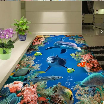 beibehang Потребителски самозалепващи подове 3d подводен свят bathroom дневна спалня боядисване тапети 3D стерео подове