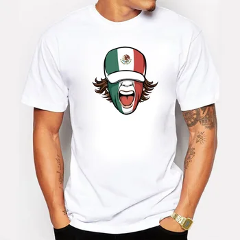 BLWHSA Модерен Знаме на Мексико Гротескно Мъжки с Кепкой Дизайн Мъжки t-shirt Хип-Хоп Блузи с Къс Ръкав Мъжки t-shirt Тениска
