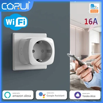 CoRui 16A EU Smart Plug eWeLink Bluetooth, WIFI Двухрежимный Таймер Конектор на Монитора Гласово Управление За Google Home Алекса Yandex 0