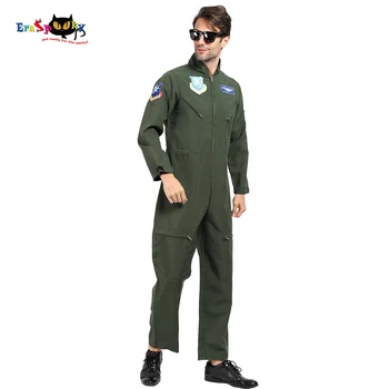 Eraspooky Top Gun Мъжете Военно-Въздушни Сили Cosplay Едно Парче Военен Гащеризон Пилоти Костюм За Хелоуин За Възрастни Униформи Кралят Облекло