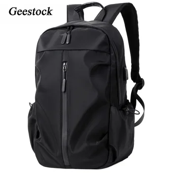 Geestock Супер Лек Мъжки Модерен Раница Водоустойчива Раница За Пътуване на Открито USB Зареждане На Лаптоп, Мъжки чанти за Бизнес-Училище