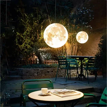 GGBingo Скандинавски 3D Принт Луната Проста Полилей за Дневна Трапезария Спалня Бар Ресторант детска Осветителна Полилей 3