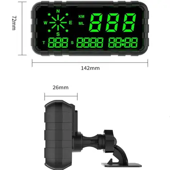 GPS HUD Автомобил Скоростомер, Head Up Дисплей Автомобилен Проектор Умен Digital alarm clock Напомняне Метър Електронни Аксесоари за Всички Автомобили 3