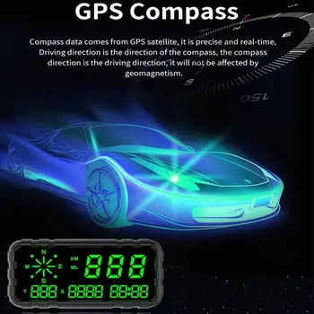 GPS HUD Автомобил Скоростомер, Head Up Дисплей Автомобилен Проектор Умен Digital alarm clock Напомняне Метър Електронни Аксесоари за Всички Автомобили 5