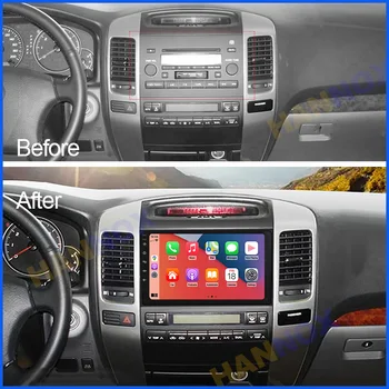 HANNOX 9 инча широк Сензорен Екран, Android Авто Радио Мултимедиен Плеър За Toyota Land Cruiser Prado 2004-2009 Навигация GPS FM RDS-DAB