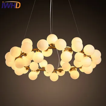 IWHD 25 Глави Lampen Железни Модерните Висящи Лампи Стъклена Топка Led Окачен Лампа Домашно Осветление, Лампа Suspendu Блясък