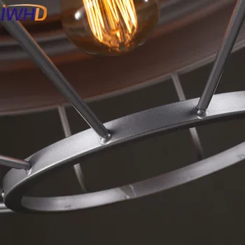 IWHD Iron Лампа Лампара Стил Loft Промишлен Окачен Лампа Ретро Клетка Hanglamp Хол Реколта Лампа Кухненски Осветителни Тела 3