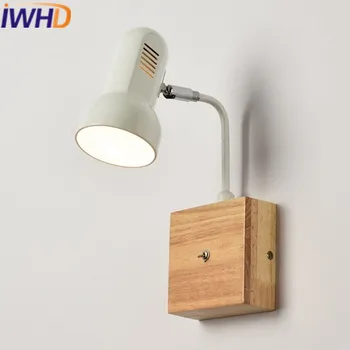IWHD Скандинавски Стил Led монтиран на стената Лампа Съвременен Желязо Регулируем Ъгъл на Наклона на Стената, с монтиран на стената Лампа С Ключ за Домашно Осветление Дърво Wanglamp