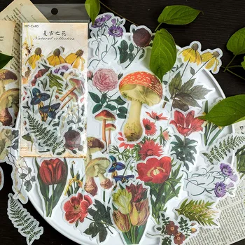 KDD Природа, Растения, Цветя и Декоративни Хартия Етикети Златен Контур Scrapbooking Планер Дневник Списание Етикети Естетически