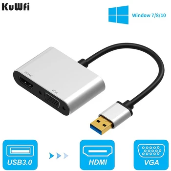 KuWFi 4 КЪМ HDMI Адаптер USB 3.0 към HDMI VGA кабел-адаптер USB3.0 Hub Адаптер Поддържа Двоен Екран За MacBook 0