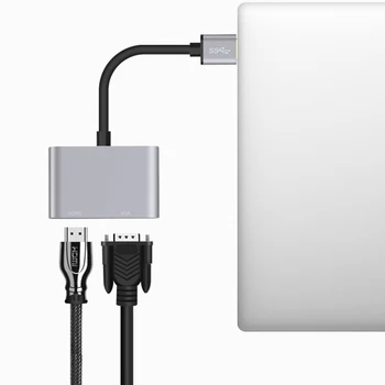 KuWFi 4 КЪМ HDMI Адаптер USB 3.0 към HDMI VGA кабел-адаптер USB3.0 Hub Адаптер Поддържа Двоен Екран За MacBook 3