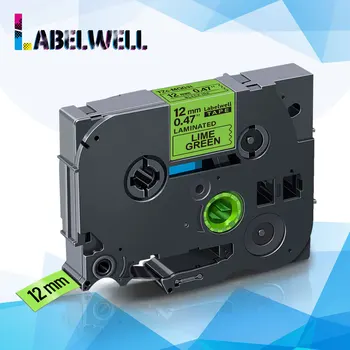 Labelwell Ламиниран касета Съвместима за MQG31 12 мм * 4 м Черно на Мятно-зелен етикет лентата за производител на етикети