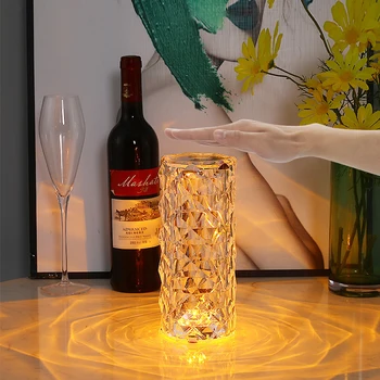 Led Кристални Настолна Лампа Light Rose Проектор Докосване Регулируеми Романтична Diamond Двигател Светлина USB Touch Дневна нощна светлина