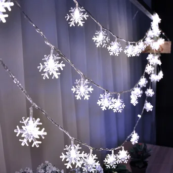 Led лампа във формата на снежинки низ сватбена празнична композиция малки фенерчета мигащи светлини струнное сърцето на едно момиче стая декоративни светлини