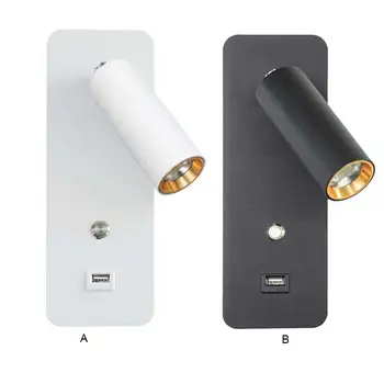 Led монтиран на стената Лампа, Акрилни USB Интерфейс Вътрешна Регулируема Трапезария Спалня Баня Стълбище Прост лек Черен Топло Бяло