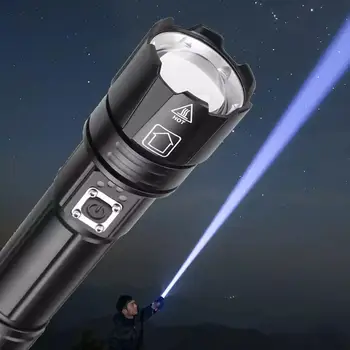 Led Супер Ярък Фенерче USB Акумулаторна батерия Мощен Изстрел Фенерче Фенерчето Туризъм Лампа Преносим Тактически Дълъг Открит Lan M9Y1