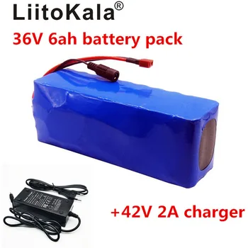 LiitoKala 36 В 6ah 500 W 18650 литиево-йонна батерия В 36 8AH Електрически велосипед батерия с PVC калъф за електрически велосипед 42 В 2A зарядно устройство