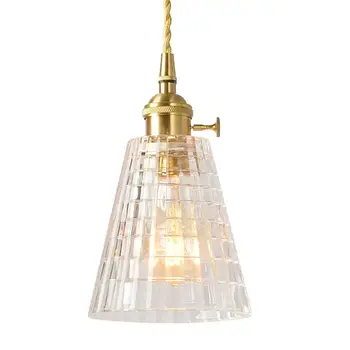 LukLoy LED Одноголовочный Стъклена Лампа Окачен Лампа, Стъклена Подвесная Лампа, Лампа За Дневна с Кухненски малка странична Лампа Таванско помещение, Лампа на Мед