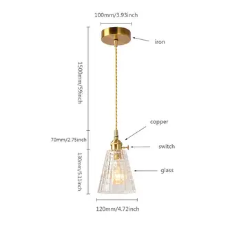LukLoy LED Одноголовочный Стъклена Лампа Окачен Лампа, Стъклена Подвесная Лампа, Лампа За Дневна с Кухненски малка странична Лампа Таванско помещение, Лампа на Мед 5
