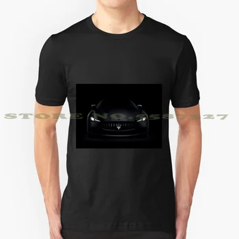 Maserati Ghibli ' S Q4 Луксозен Автомобил На Черно Художествена Снимка С Принтом Модни Реколта Тениска Тениска Ghibli Luxury Car Cars Q4 Отпред Черен