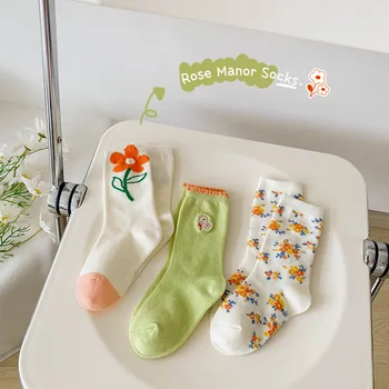MIanS, 3 чифта Пролетни най-Новите Чорапи за момичета, Детски Памучни Чорапи с Шарени свежи Цветове За Малките Деца, Чорапи За Бебета 3