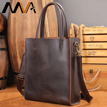 MVA Мъжки чанти-тоут Голям Капацитет Мъжка Кожена Чанта За Пазаруване Мъжка Чанта на рамото 14 