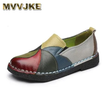 MVVJKE/Дамски обувки Ръчна изработка, лоферы от естествена кожа в различни цветове, Меки и Удобни дамски мокасини на равна подметка, без закопчалка, обувки за шофиране 0