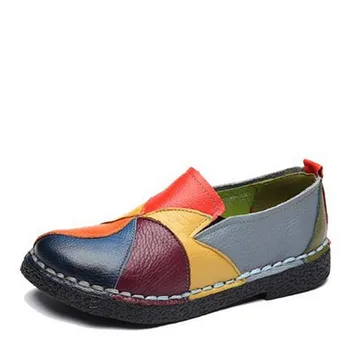 MVVJKE/Дамски обувки Ръчна изработка, лоферы от естествена кожа в различни цветове, Меки и Удобни дамски мокасини на равна подметка, без закопчалка, обувки за шофиране 4